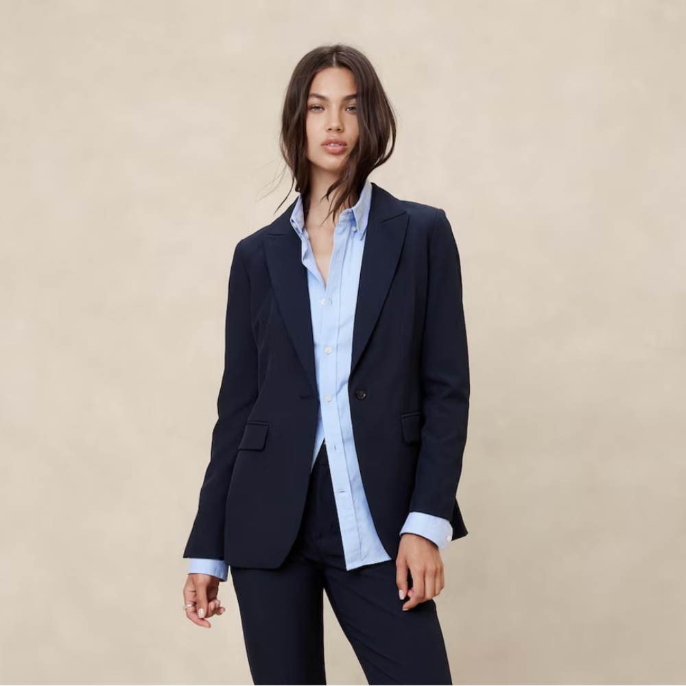 Banana Republic Navy Sculpted Blazer